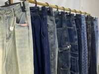 Jeans d'occasion de haute qualité, grade A, vente en gros, styles et tailles variés, coupe slim, jeans polyvalents en polyester/coton, ballots de vêtements usagés