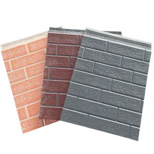 Panel Sandwich busa poliuretan 14-30mm pola bata pelapis logam untuk eksterior ruang dingin dinding eksterior konstruksi pedesaan baru - Product Image 1