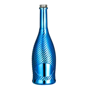 Bouteille de Champagne Electroplated Rose Mat Argent Or Bleu Argent 750ml avec bouchon