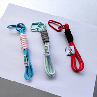 Porte-clés en corde de nylon tressé léger pour sac à dos de plein air, avec boucle de randonnée et clip de fixation pour bouteille au poignet