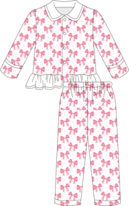 بيجامة بناتي وردية ناعمة وقابلة للتنفس بتصميم أميرة لطيف، طقم من قطعتين بأزرار وأكمام طويلة للربيع - Product Image 2