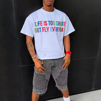 T-Shirt Bianca Personalizzata per Uomo, 230 Gsm Cotone Lavorato a Maglia, Maglietta Streetwear con Stampa Serigrafica