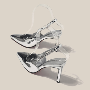Zapatos de Vestir para Mujer, Tallas Grandes, Cómodos, con Tacón de Aguja, Punta Puntiaguda, Diseño Brillante con Pedrería, para Fiesta - Product Image 4