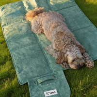 Niedliche Elegante Cord-Hundematte mit Rutschfester Silikonunterseite Faltbare Tragbare Wasserdichte Matte für Outdoor Park Café Haustier-Reisematte