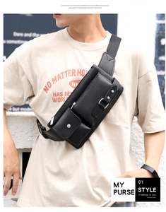 Sac banane imperméable en cuir PU de loisirs de plein air, forme de baril, fermeture éclair, logo personnalisé, nouvelle mode, vente en gros - Product Image 4