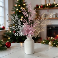 Branche artificielle de feuilles d'acacia dorées avec baies, 48 cm, en plastique, pour arbre de Noël, décoration florale de luxe pour les fêtes, décoration de Noël