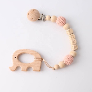 Collar con colgante de madera para bebé, juguete ecológico, <span class=keywords><strong>mordedor</strong></span> de Animal de haya Natural - Product Image 5