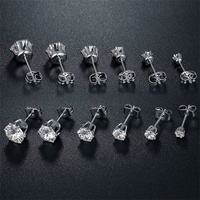 Boucles d'oreilles clous Gaby style populaire en acier inoxydable argent tibétain avec zircon transparent, couleur acier/or, pour enfant, piercing tendance, mariage