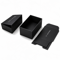 Emballage en carton écologique avec logo, fermeture magnétique, boîte cadeau en papier noir pliable personnalisée avec logo