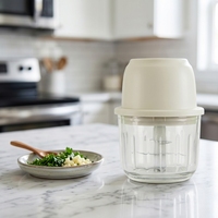 Hachoir manuel multifonctionnel en verre pour ail et légumes, à pression, personnalisable, en carton