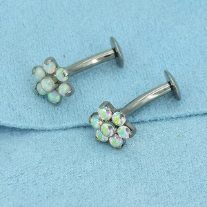 <span class=keywords><strong>Christina</strong></span> G23 ensemble de broches à filetage interne nombril <span class=keywords><strong>Piercing</strong></span> bijoux anneau Calendo personnalisé ASTM F136 titane opale fleur - Product Image 6