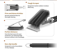 Brosse de nettoyage pour barbecue avec raclette, manche réglable de 18 pouces, pour le nettoyage des grilles extérieures