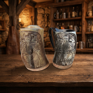 Chope à bière en corne de viking naturelle, écologique, faite à la main, de qualité supérieure, exportée par Falak World - Product Image 1