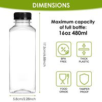 480ml Plastik-Saftflaschen mit Deckeln Wiederverwendbare Flasche Einweg-Getränkebehälter für Säfte Smoothies Saft Milch 16oz