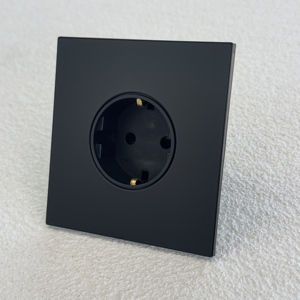 86Mm Đen Tường Ánh Sáng Chuyển Đổi Ổ Cắm Thép Không Gỉ Bảng Điều Chỉnh 16A Châu Âu Outlet Nhà Máy Bán Sỉ Anh Tiêu Chuẩn Hiện Đại Phong Cách Đơn Giản - Product Image 1