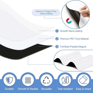 Pizarra Magnética Adhesiva de <span class=keywords><strong>Vinilo</strong></span>, Borrado en Seco, Flexible, para Refrigerador, Hoja de Pizarra Blanca, Bloc de Notas, Oficina, Casillero, Cocina - Product Image 2