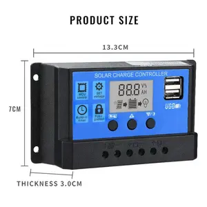 Оптовая продажа 12 В 24 В 48 В 10A 20A 30A 40A 50A 60A PWM отслеживание заряда с ЖК-дисплеем двойной USB регулятор заряда