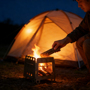 Paslanmaz Çelik Taşınabilir Kamp Odun Sobası Açık Hava Yemek Pişirme, Yürüyüş ve Hayatta Kalma İçin - Product Image 5