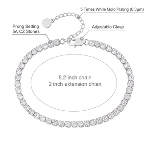 KRKC nuovo Design Bling moda moda femminile gioielli per il piede in <span class=keywords><strong>argento</strong></span> CZ braccialetto alla caviglia Charm diamante catena Tennis <span class=keywords><strong>cavigliera</strong></span> per le donne - Product Image 3