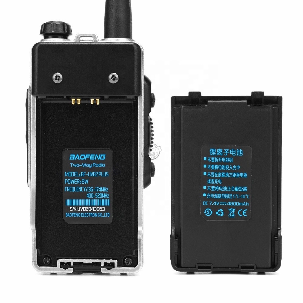 Walkie Talkie Baofeng BF-UVB2 PLUS - Radio Dual Banda UHF/VHF, 8W, 128 Canales, Pantalla LCD