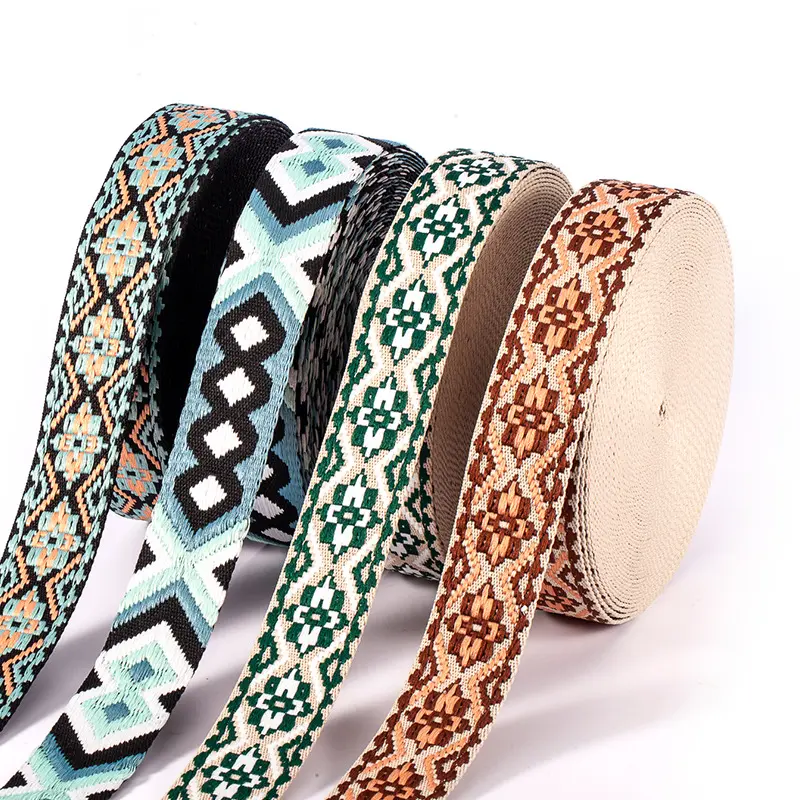 Jieyou High Quality Emboss Pattern Wholesale Colorful 2 inch Polyester Cotton Tapes Webbing for Garment Bag Strap