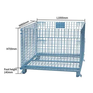 Large Customized Warehouse Cargo & Storage Equipment Galvanized Steel Cage with Foldable Metal Wire Mesh