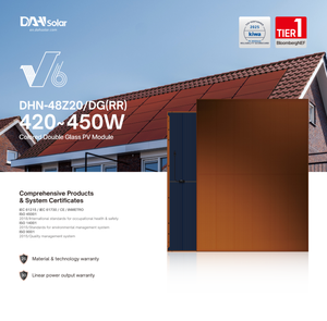 แผงโซลาร์เซลล์แบบสองหน้า ยุโรปสเปค DAH 420W สีแดง กระจกสองชั้น TOPCon Mesh Glass สายเคเบิลยาว 1 เมตร - Product Image 4