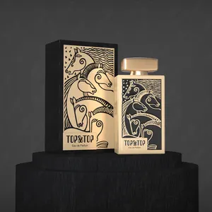 Top & Top Luxe Design Botol Parfum Zwart Goud Dop Lege Arabische Pomp Fles Container 50Ml 100Ml Glazen Flessen Parfum Met Doos