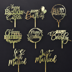 Décoration de gâteau en acrylique Joyeux Anniversaire, Topper créatif Nous sommes nouvellement mariés pour la décoration de gâteaux d'anniversaire et de mariage - Product Image 1