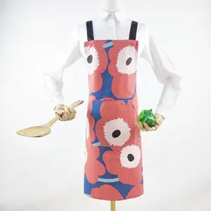 专业围裙蓝色红色定制彩色棉围裙标志印花涤纶厨房烹饪清洁厨师围裙