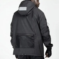 Cyber Black Techwear Jacket Streetwear Anime japonés Cyberpunk Coat Calidad superior Tallas grandes Tech Jacket/Cyberpunk Techwear ropa