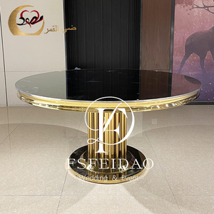 Mesa de Comedor Rectangular Moderna de Acero Inoxidable y Vidrio para Bodas y Eventos de Hotel, Muebles para Comedor - Product Image 6