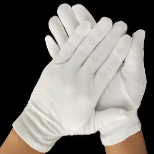 Luvas de mão prateadas para mulheres, joia de poliéster branco sem fiapos, para mulheres, eczema, para uso doméstico, para mãos secas