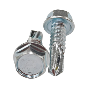 Vis autoperceuses M6.3 x 22 mm à tête hexagonale avec rondelle, plaqué CR3+ Zinc 5U, vis pour métal sur métal, acier au carbone C1022, Homn Reen - Product Image 1