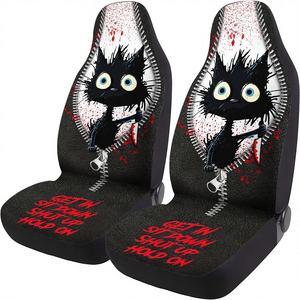 Housse de siège avant de voiture GENANY Funny Murder Cat OLIVER, en polyester durable, respirante, accessoire automobile de protection - Product Image 1
