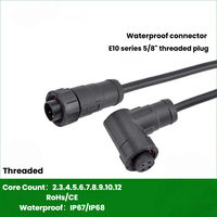 Connecteur de prise moulé en plastique E10 étanche IP67/IP8 à 2 broches, 4 trous, 5 broches, 8 cœurs, droit ou coudé, pour applications intelligentes