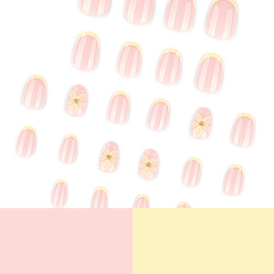 <span class=keywords><strong>Uñas</strong></span> Postizas Ovaladas Cortas con Diseño <span class=keywords><strong>de</strong></span> Flor Amarilla en 3D, Punta Francesa, <span class=keywords><strong>Color</strong></span> <span class=keywords><strong>Rosa</strong></span> Nude, <span class=keywords><strong>Uñas</strong></span> Acrílicas para Uso Diario, Fiestas, Bodas, Arte <span class=keywords><strong>de</strong></span> <span class=keywords><strong>Uñas</strong></span> - Product Image 5