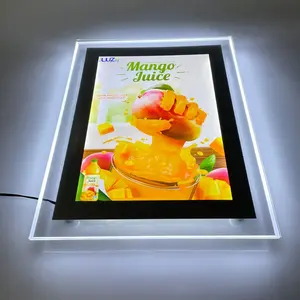 餐厅流行广告灯箱桌子菜单显示水晶框架发光二极管背光灯箱