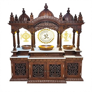 Templo de Madera Tallado a Mano con Acabado Natural para el Hogar, Gran Mandir de Madera de Teca para el Hogar, Compre un Templo de Madera de Teca con Cúpula Superior - Product Image 2
