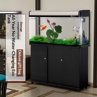 Aquarium écologique en verre Chuanghai 50L pour salon et usage extérieur, avec système sans vidange pour poissons rouges
