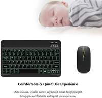 Clavier sans fil rétroéclairé RVB rechargeable, connexion Bluetooth, combo souris sans fil pour Samsung Galaxy Tab A9 5G