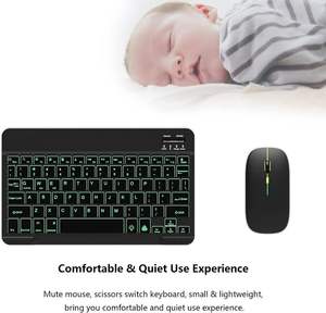 Custom logo Portable Slim Rechargeable Klavye Maus Teclado Y Raton bluetooth Rgb Light Black Keyboard and <b>Mouse</b> Combo - Product Image 2