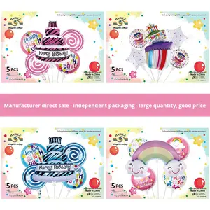 Lot de 5 ballons en feuille d'aluminium motif gâteau pour anniversaire – Décoration de fête en gros - Product Image 3