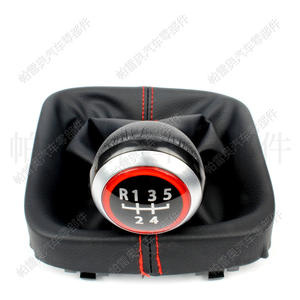 Pomo de palanca de cambios de cuero para Volkswagen Golf 5 6 de 5 velocidades con costuras rojas y diseño ergonómico - Product Image 3