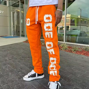 Street Style Puff Print Vintage algodón Jogging pantalones 100% algodón suave pantalones de chándal de Ajuste Recto para hombres - Product Image 1