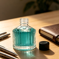 Flacon en verre transparent à rayures verticales de 120 ml avec bouchon à vis, sérigraphié, pour huiles parfumées et essentiels, sans flamme requise, vente en gros