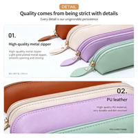 Trousse à crayons en cuir PU imprimée UV Boying, organiseur de bureau tendance, pochette rétro pour stylos, porte-stylos zippé 20 cm, pour bureau, étudiants, école
