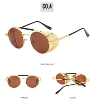 Lunettes de soleil steampunk en métal avec verres acryliques UV400 et maille latérale pour unisexe