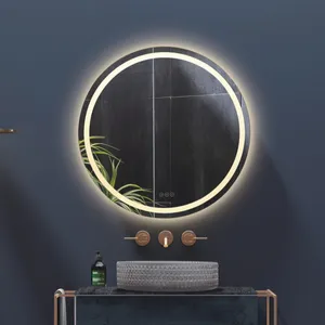 Espejo redondo de pared inteligente para baño, espejo inteligente para tocador, luces de baño, retroiluminación impermeable, espejos de baño modernos con iluminación Led