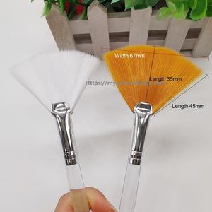 แปรงพัดทาคลอนสำหรับมาส์กกรดไกลโคลิก แปรงแต่งหน้า ด้ามจับใส <span class=keywords><strong>สี</strong></span><span class=keywords><strong>ส้ม</strong></span>ขาว ขนสังเคราะห์ แปรงพัดมาส์กหน้าขนาดใหญ่ - Product Image 3